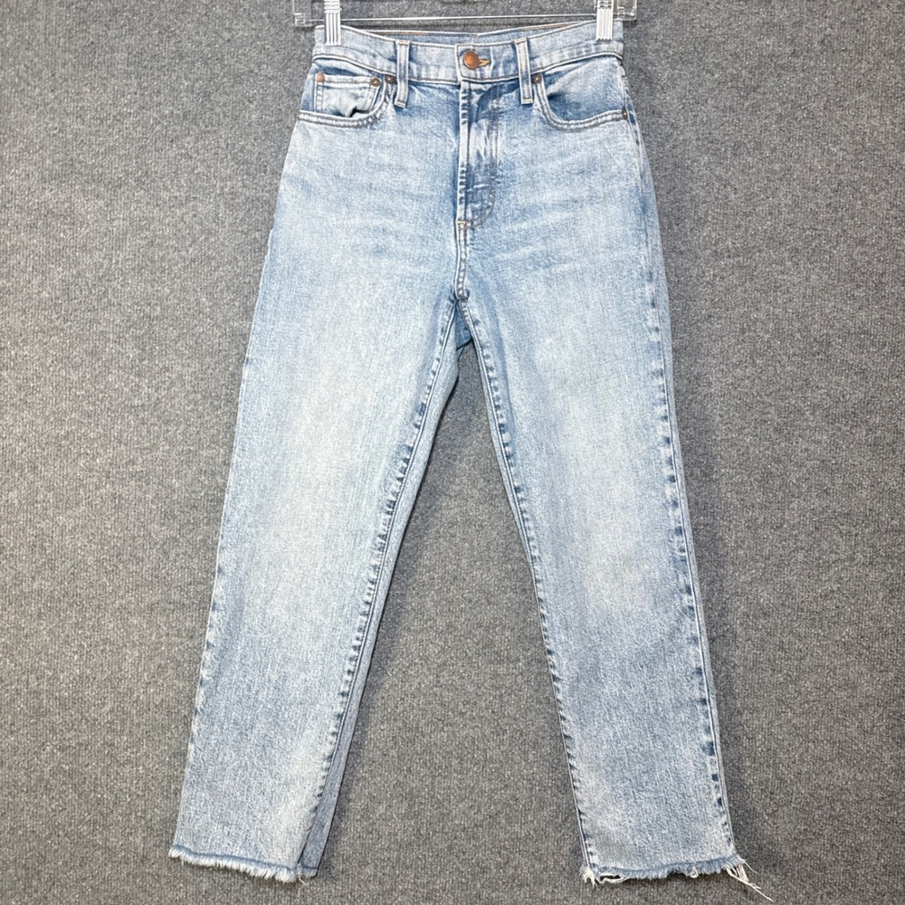 Alice +‎ Olivia Jeans Womens 25 High Rise Slim Straight Raw Hem Acid Wash Grunge